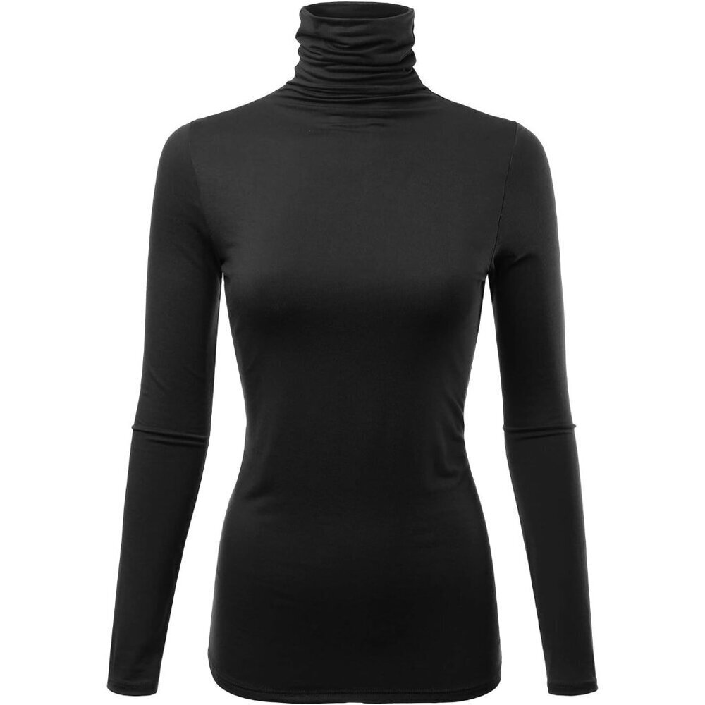 Women’s Rayon Spandex Turtleneck Sweater Long Sleeve Slim Fit Top